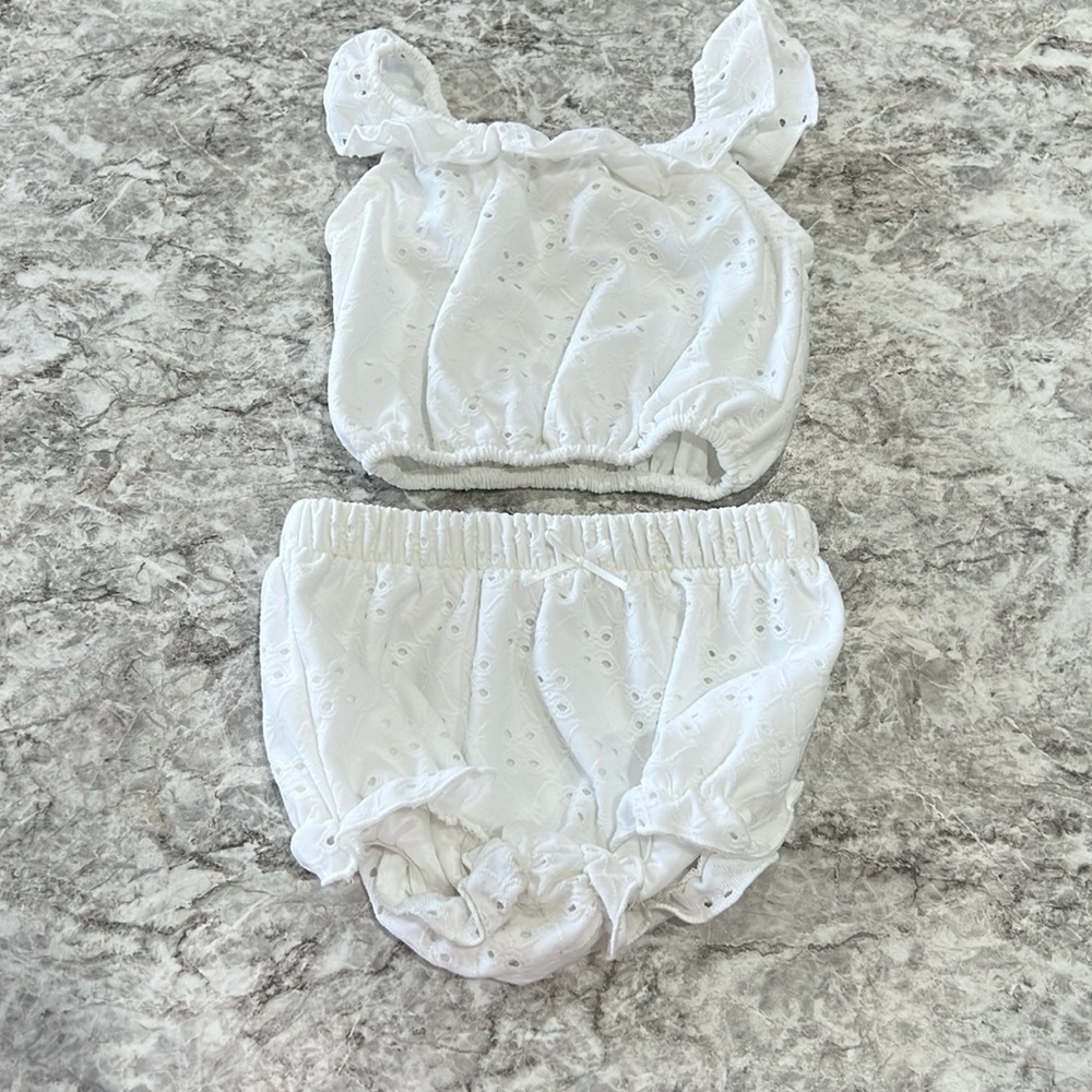 2 Piece White Summer Set for Toddler Girl
